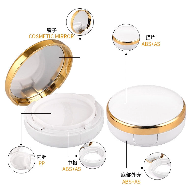 Custom Makeup Blush Round Compact Powder Case Bb Air Cushion Packaging with Mirror Foundation Packaging