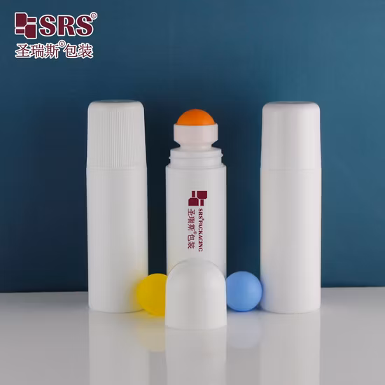 SRS Packaging Ribbed Flat Cap 90ML Roll On Bottle Container para desodorante 3oz PP Botella de plástico Embalaje vacío Proveedor de China